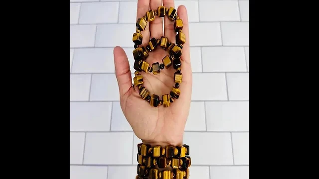 TIGERS EYE CUBE BEAD BRACELET