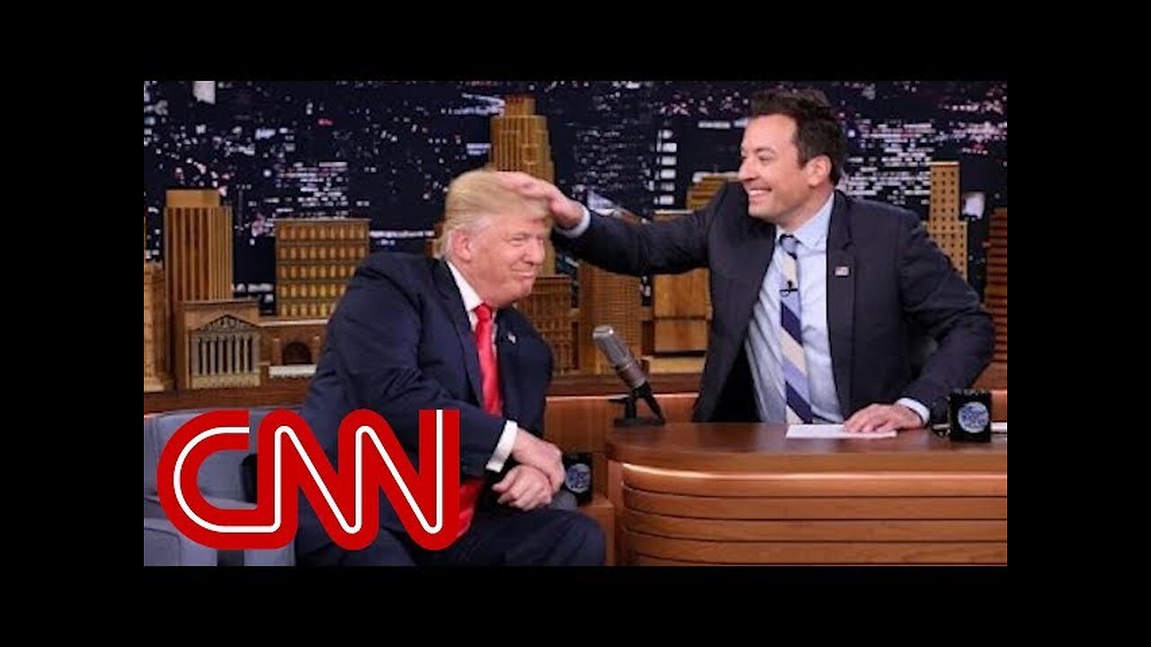 Donald Trump Lets Jimmy Fallon msss up his hair