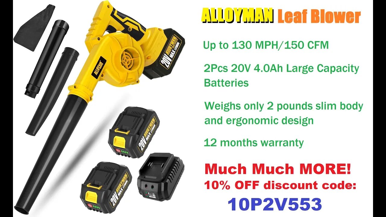 ALLOYMAN Leaf Blower, 20V Cordless Leaf Blower Review