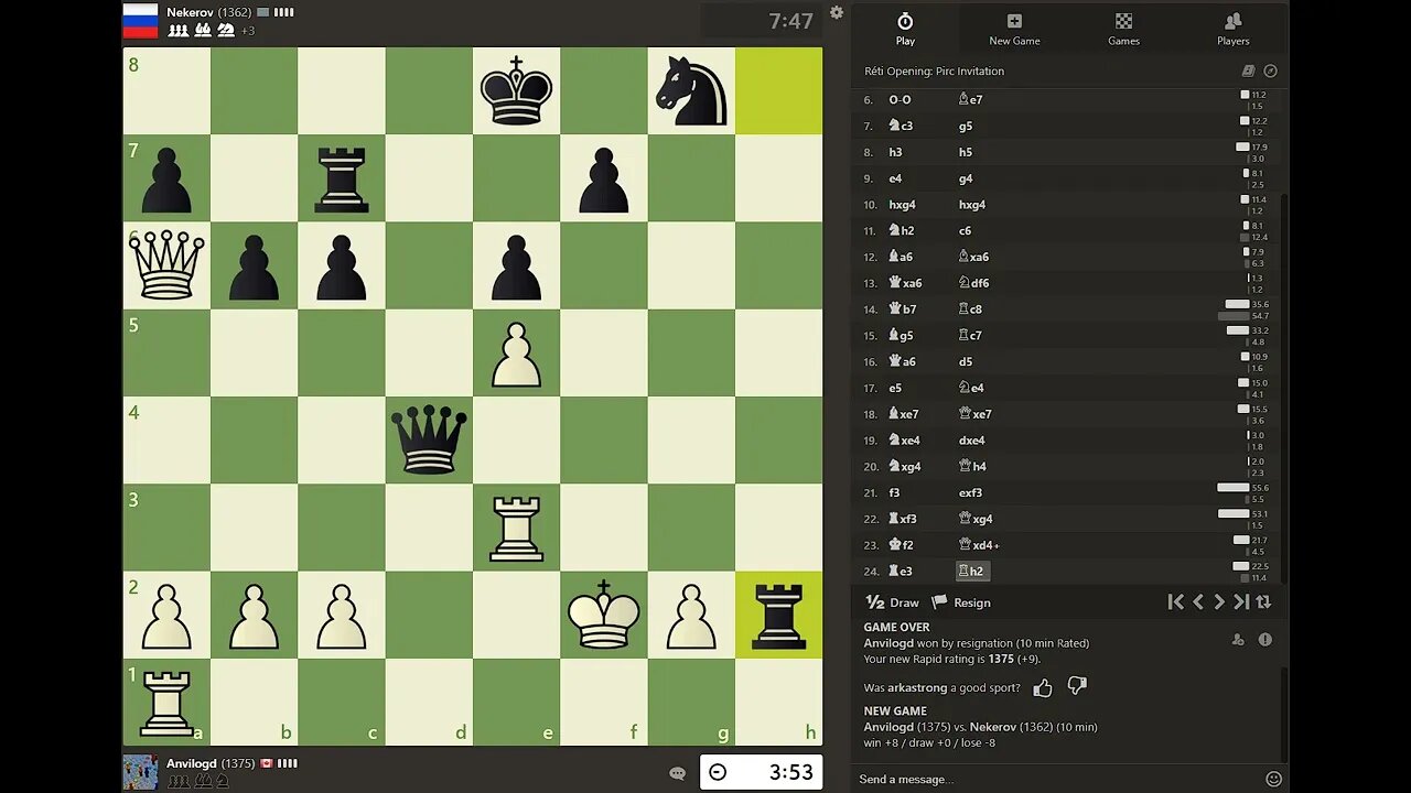 Daily Chess play - 1367 - Blunder my Queen for the win in Game 1