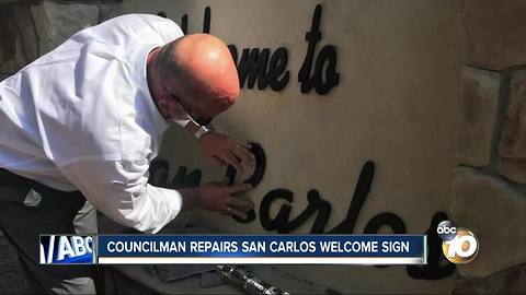 Councilman repairs San Carlos welcome sign