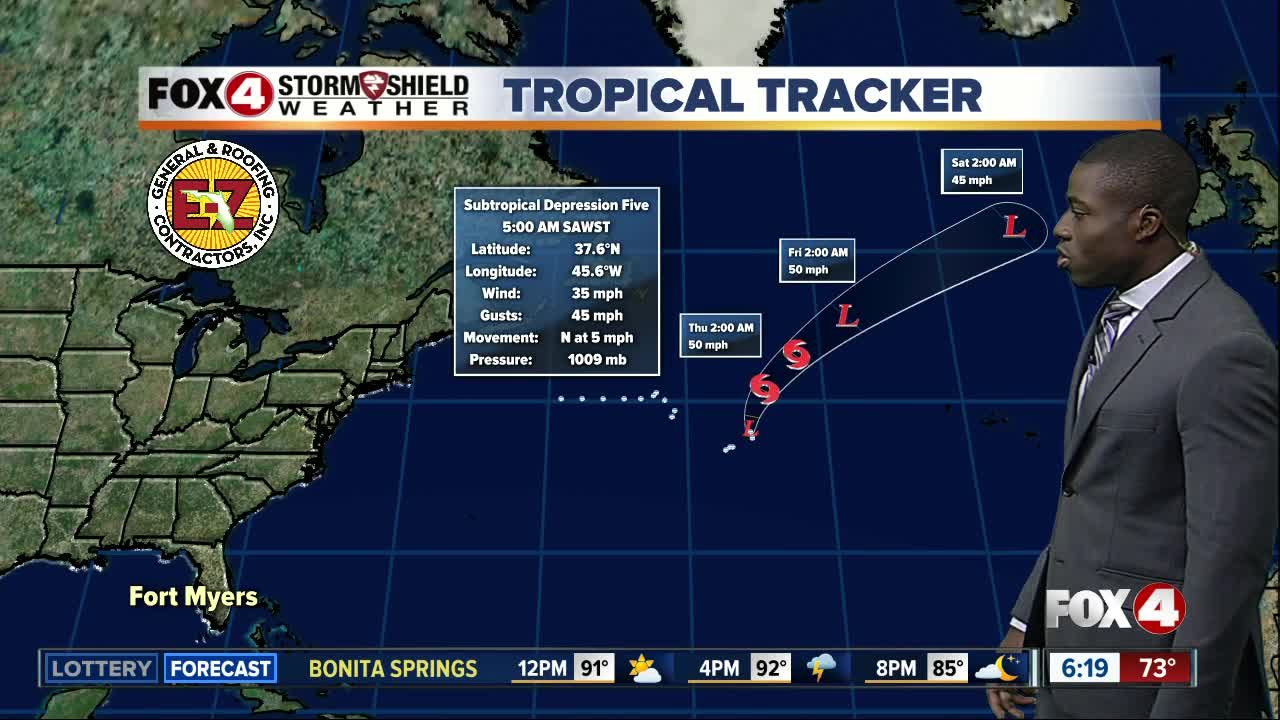 Subtropical Depression Five forms in the Atlantic, expected to become Ernesto - 6am Wednesday update