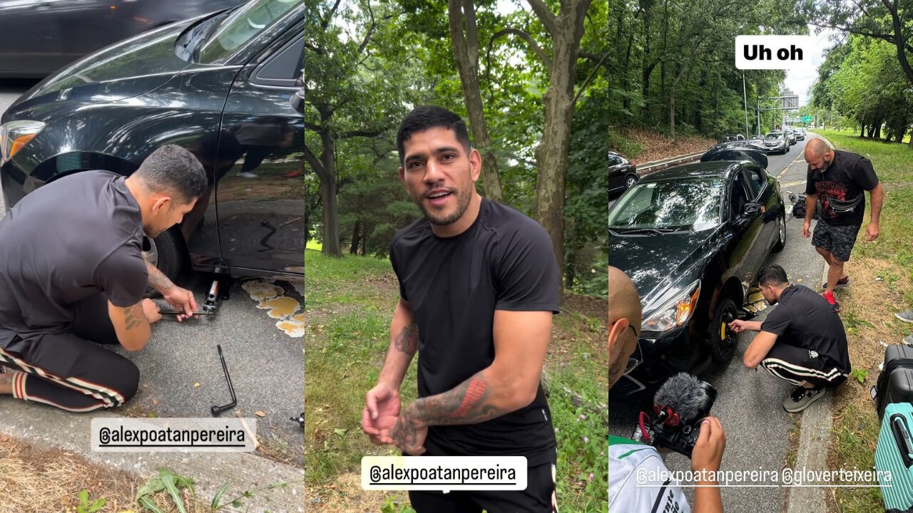 Alex Pereira Fix Fan's Flat Tire at The Side of The Road