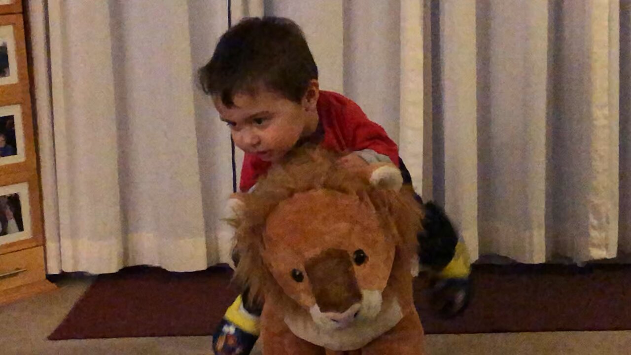 Ride that lion!