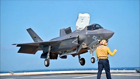 An Historic Moment as U.S. Marine F-35B Lightning II's Land aboard JS Izumo #Shorts