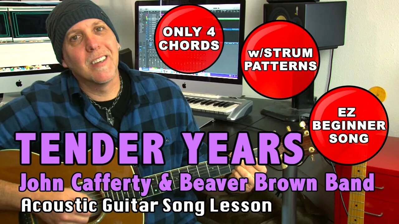 Tender Years by John Cafferty EZ Beginner guitar song lesson Only 4 chords