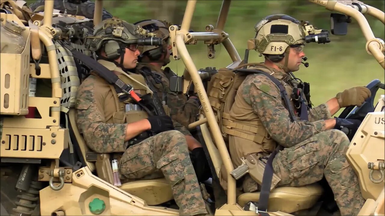 Recon Marines Practice Helicopter Inserts with the Light Tactical Vehicle (LTV)