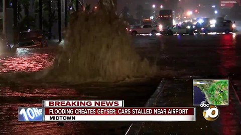 Flooded roads create mess near San Diego airport