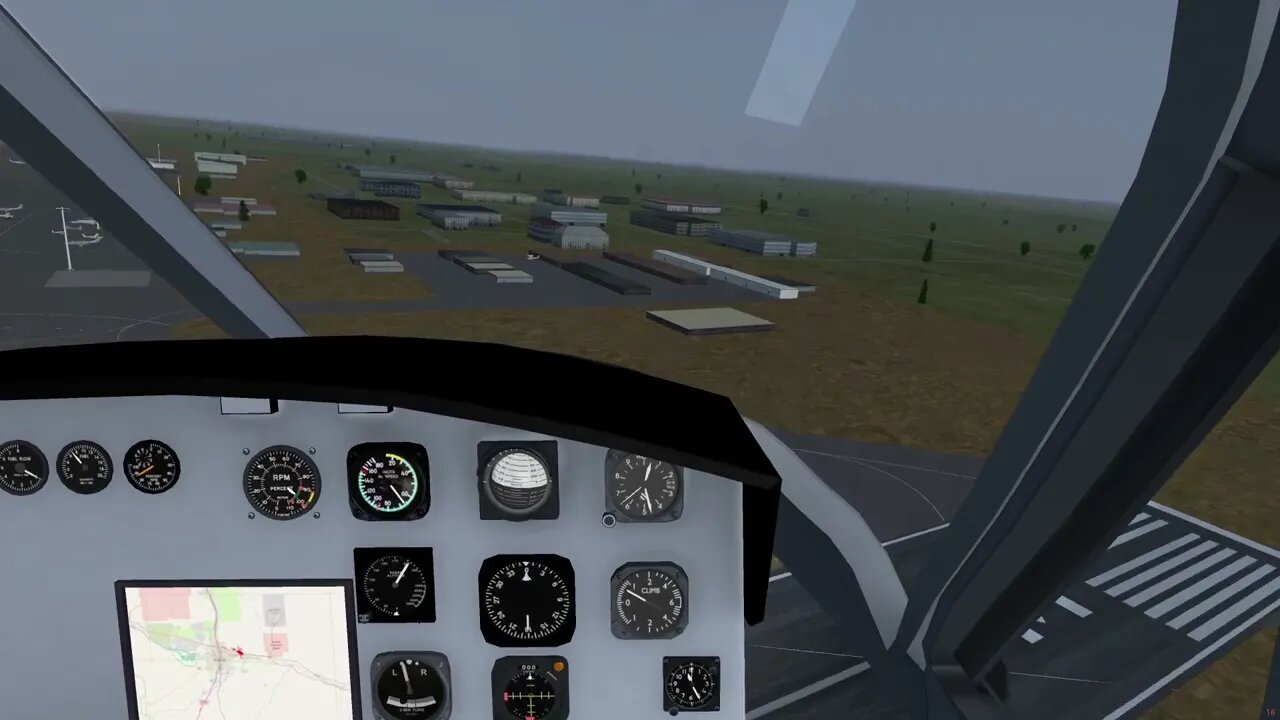 Bell UH-1 tour of custom Pueblo Memorial Airport in FlightGear