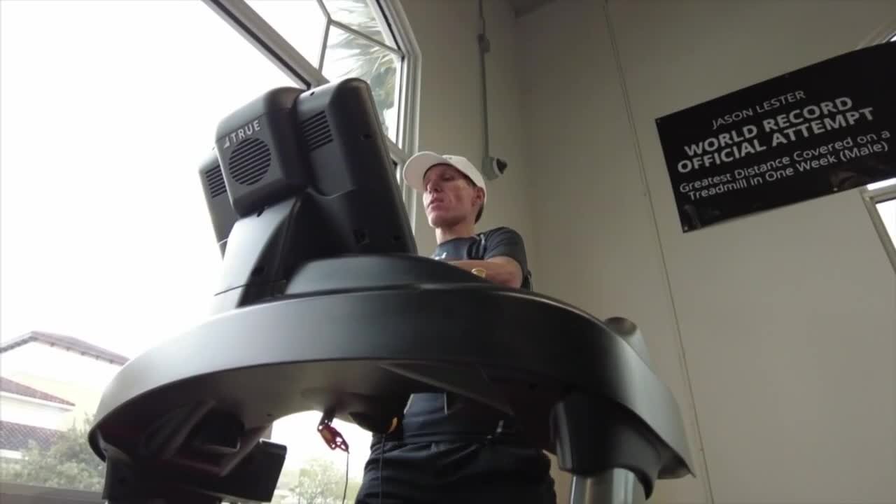 Man attempts Guinness World Record for longest run on treadmill in Palm Beach Gardens