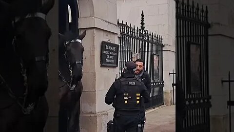 Police telling the tourist not to touch the Horse like that #horseguardsparade