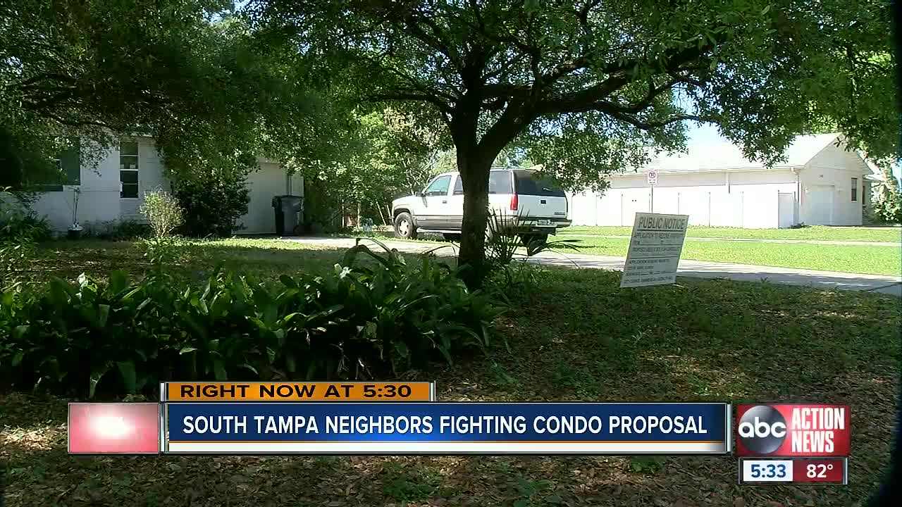 South Tampa homeowners protesting new condo plan in single-family home area