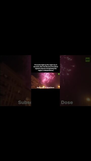 Fireworks light up the night sky in Donetsk