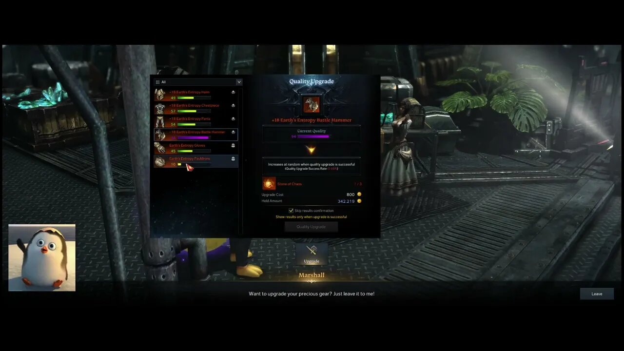 Crafting Final Pieces on Destroyer Alt and hoping for some Good Quality Upgrades! All Green Plz!