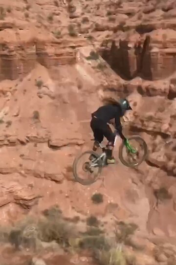 Crazy mountain biker trick