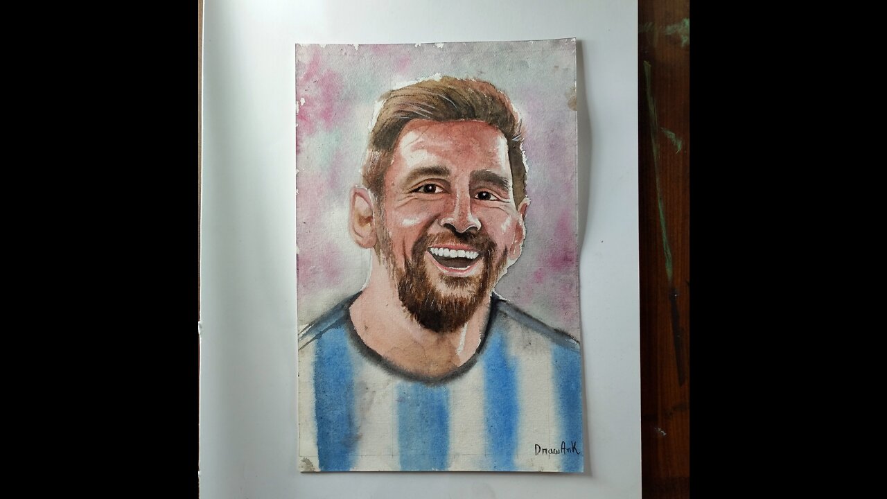 How to draw Lionel Messi with watercolour