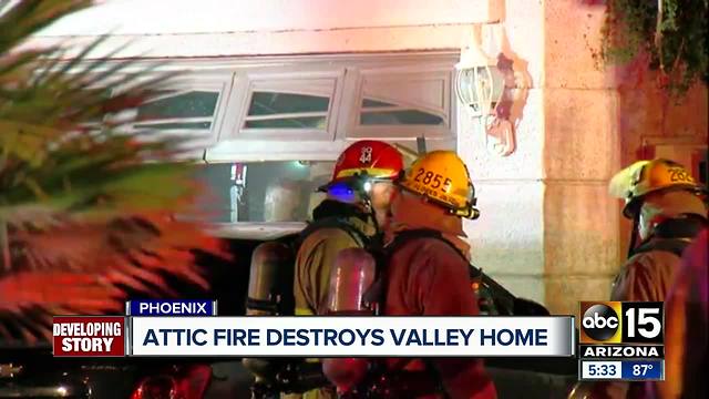 Attic fire destroys west Phoenix home