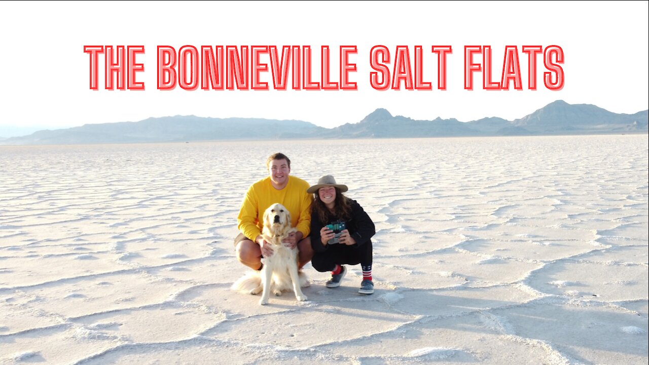 Drone video at sunset over the Bonneville Salt Flats in Utah