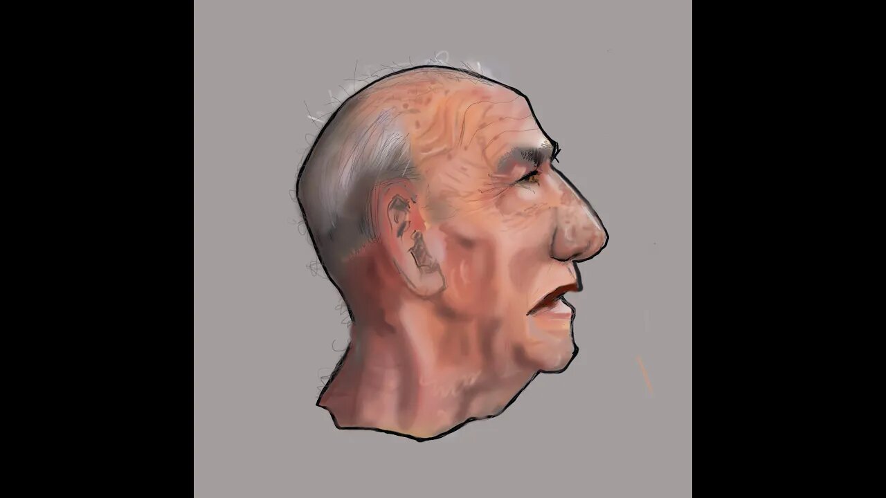 Old man portrait in Procreate.