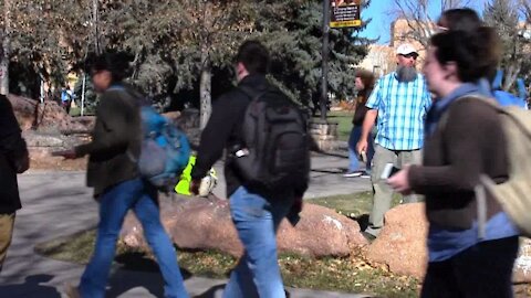 HUNDREDS Hear the Word of God at the University of Wyoming | Street Preacher Kerrigan Skelly