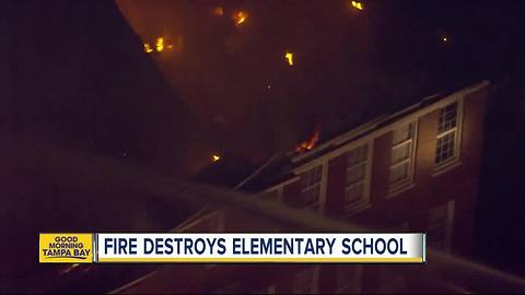 Three-alarm fire at Robert E. Lee Elementary school visible from I-275