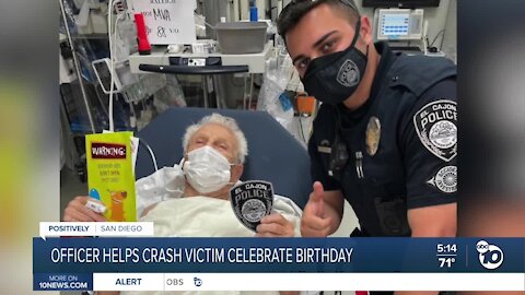 El Cajon Police officer helps crash victim celebrate 88th birthday