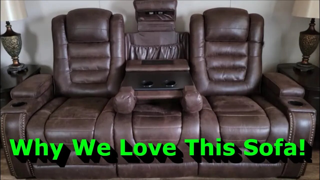 Signature Design by Ashley Game Zone Faux Leather Adjustable Power Reclining Sofa