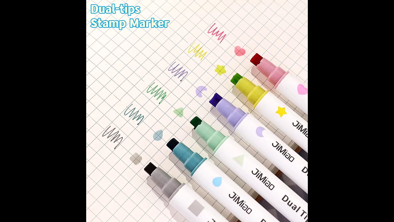 1/6pcs Dual Tip Stamp Marker Pens Set Multi Color Line Highlighter