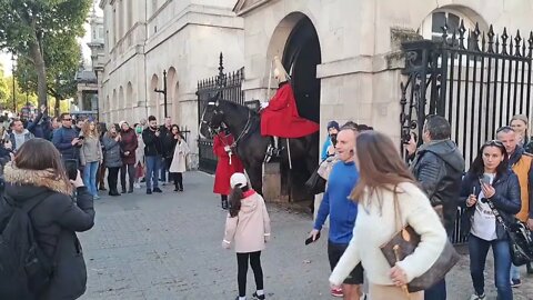 Tourist gets in the way of the kings guard he shouts very loud make way twice #horseguardsparade