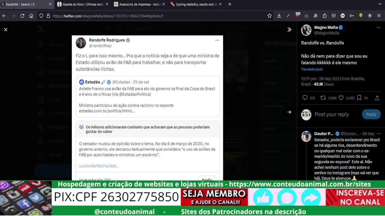 randolfe 2019 a 2022 x randolfe 2023 ... mesmo erro mas diferentes pensamentos ... pqp hein