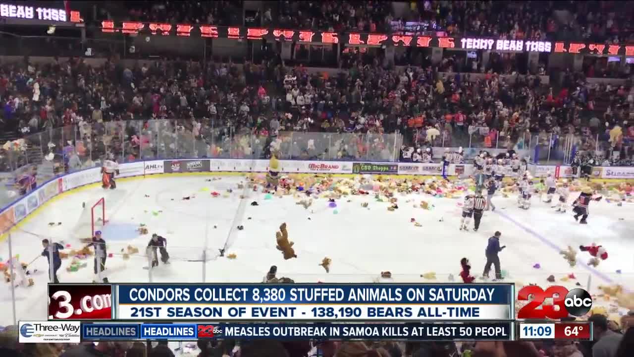 Bakersfield Condors collect 8,380 stuffed animals
