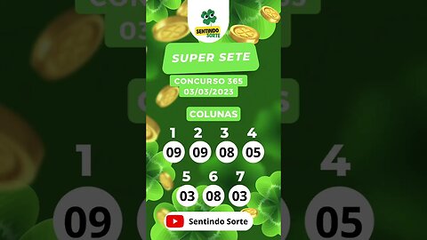 🍀 Resultado SUPER SETE 365 | Sentindo Sorte