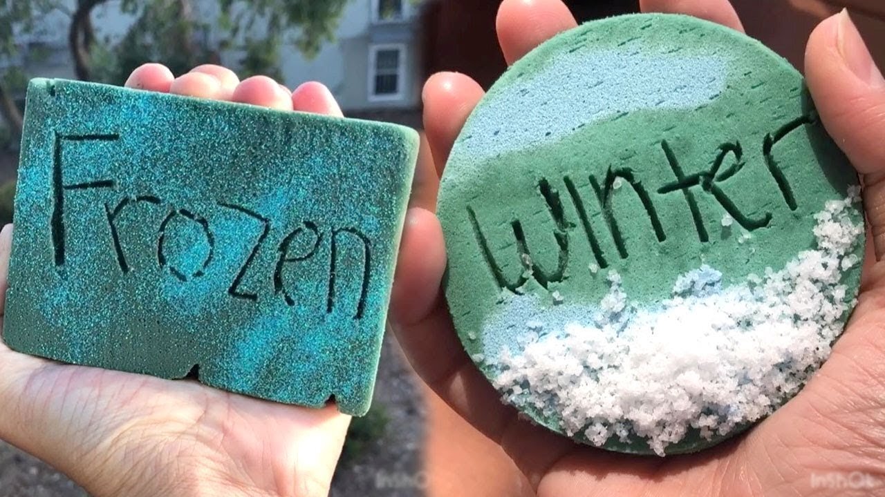 CRUSHING FLORAL FOAM WET Vs DRY AND FROZEN FLORAL FOAM SATISFYING ASMR