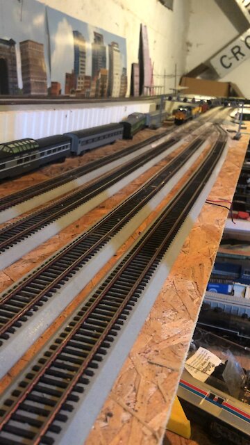 Oil train passes intermodal train