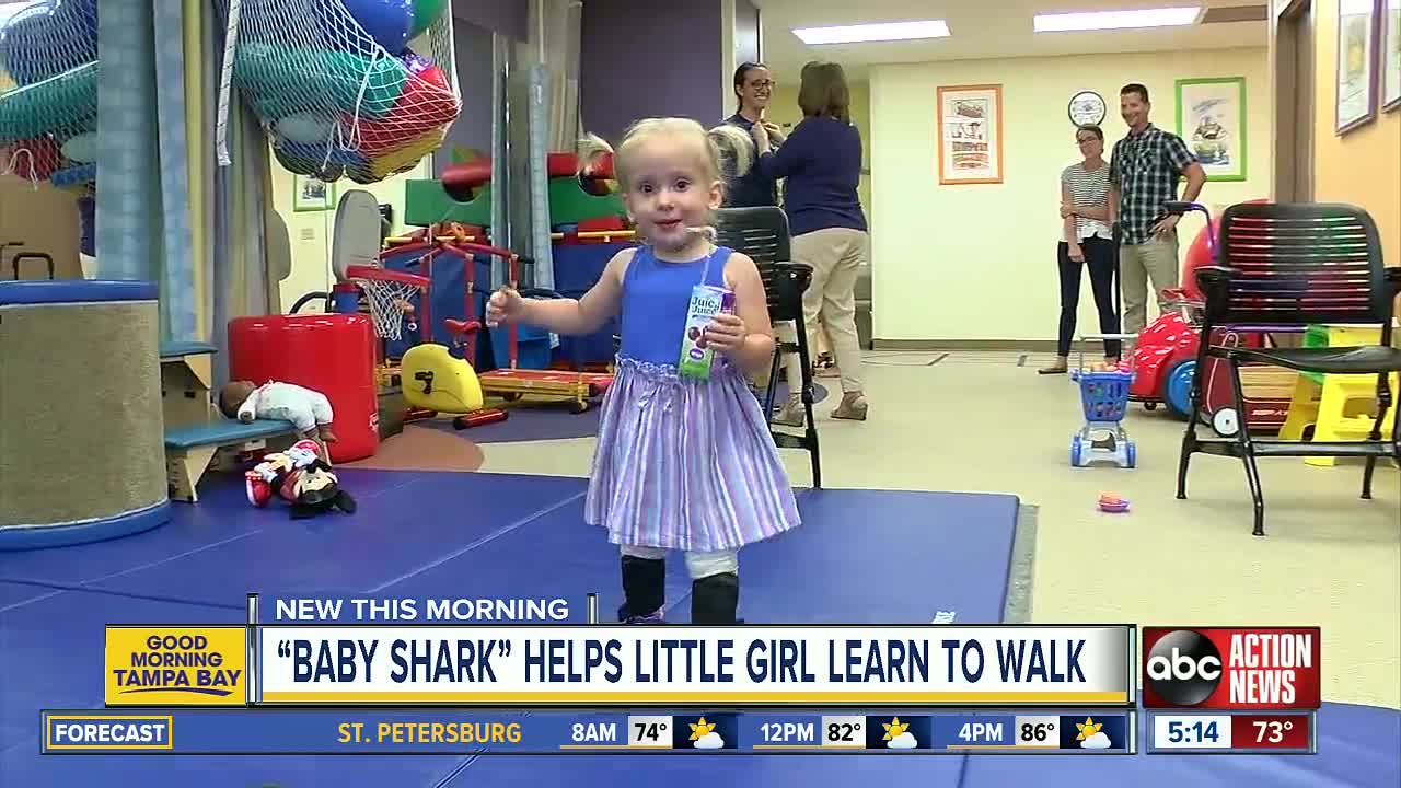 'Baby Shark' helps toddler with spina bifida learn to walk