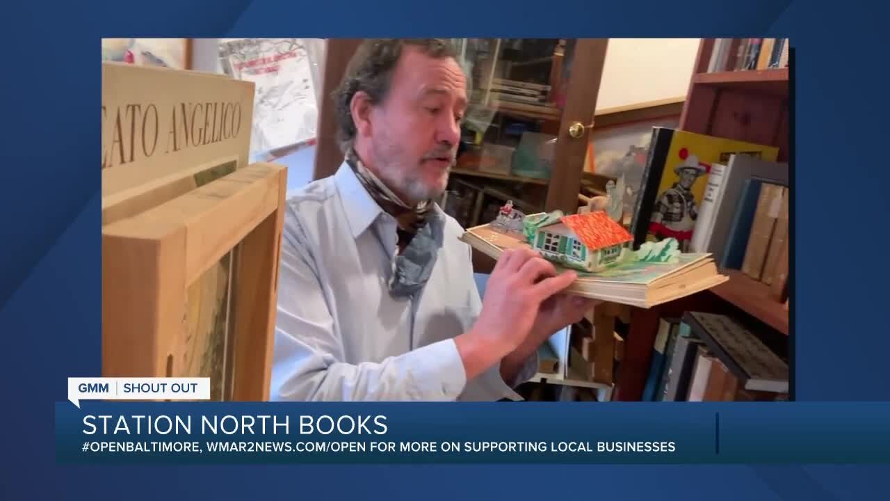 Station North Books in Baltimore says "We're Open Baltimore!"