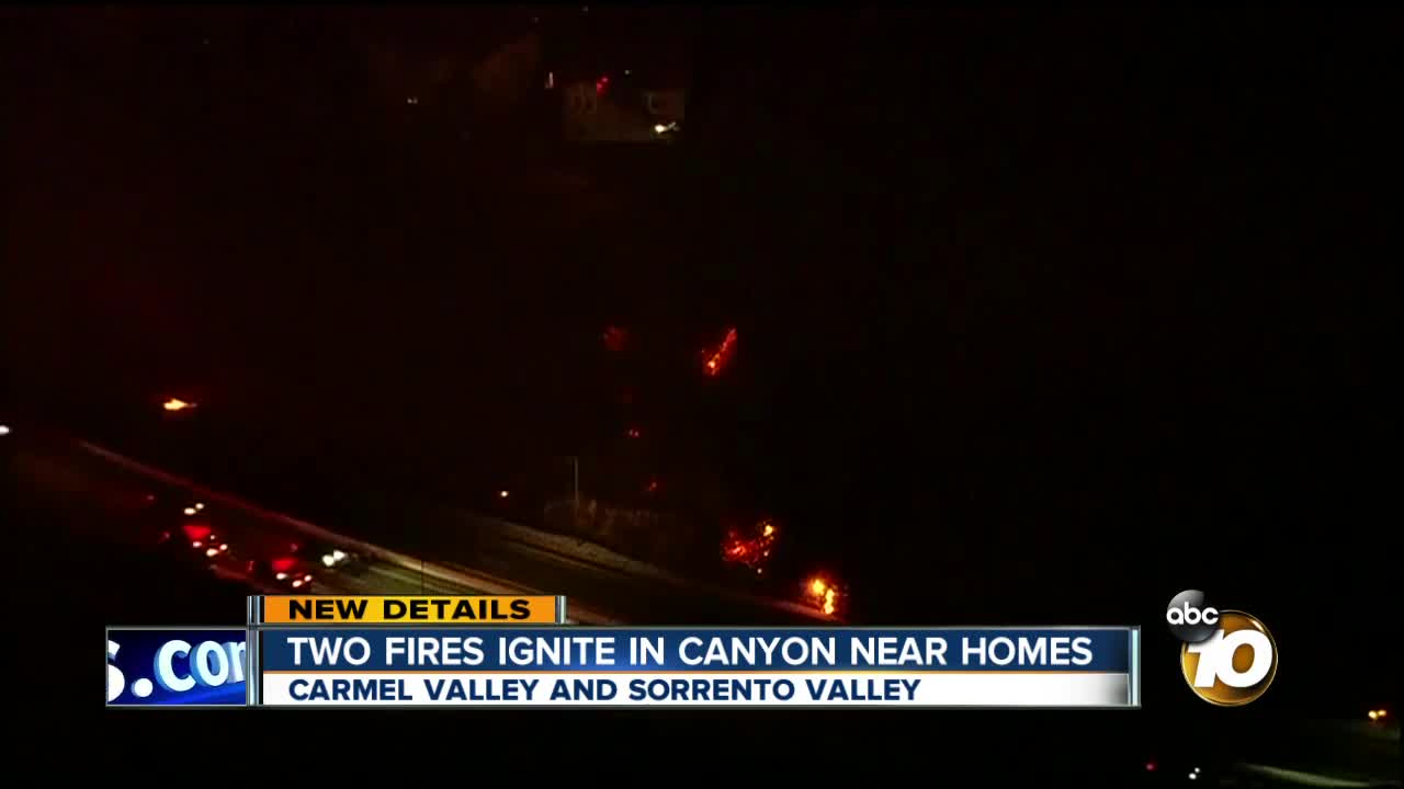 Two brush fires ignite in canyon near homes in Carmel Valley