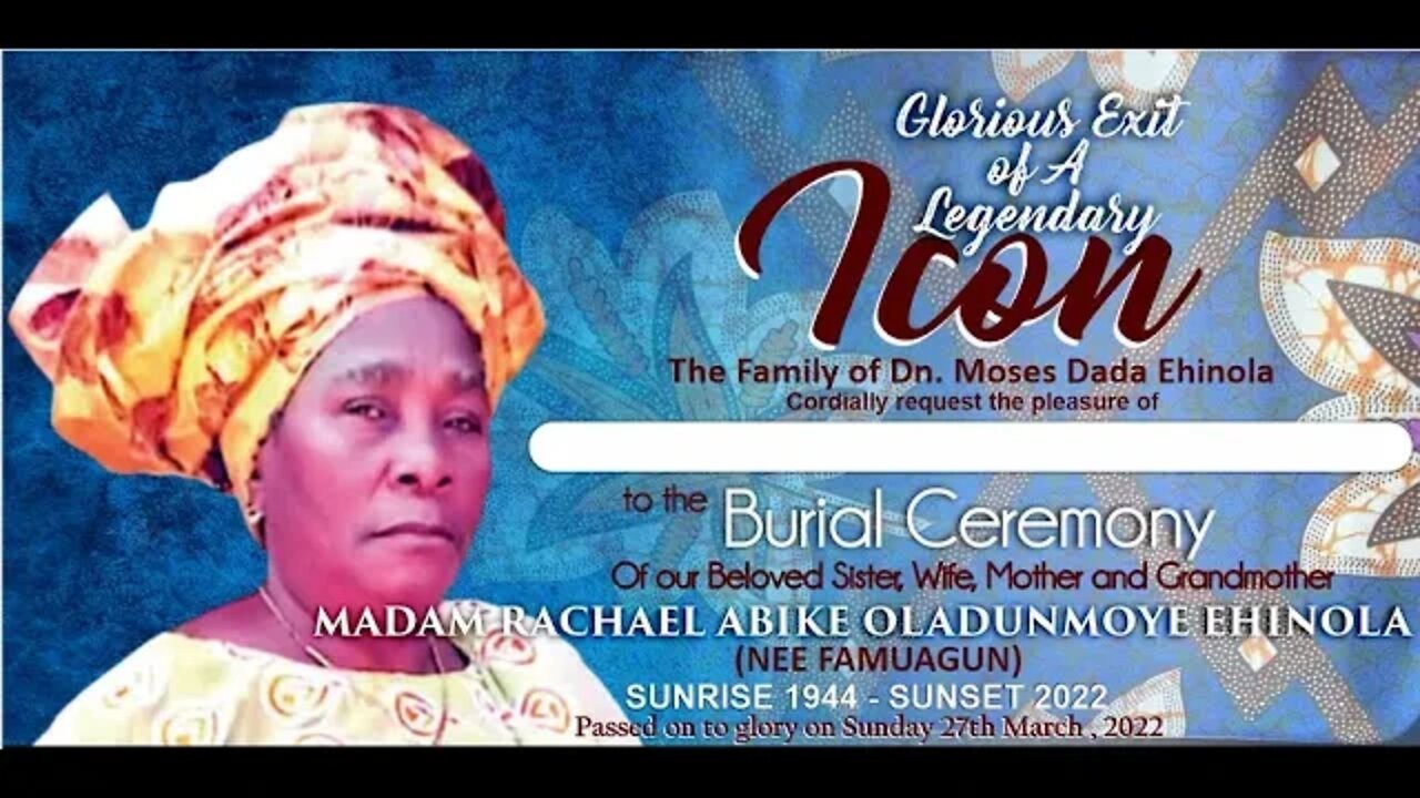 Service of Songs for Madam Rachael Abike Oladunmoye Ehinola || 30th September, 2022