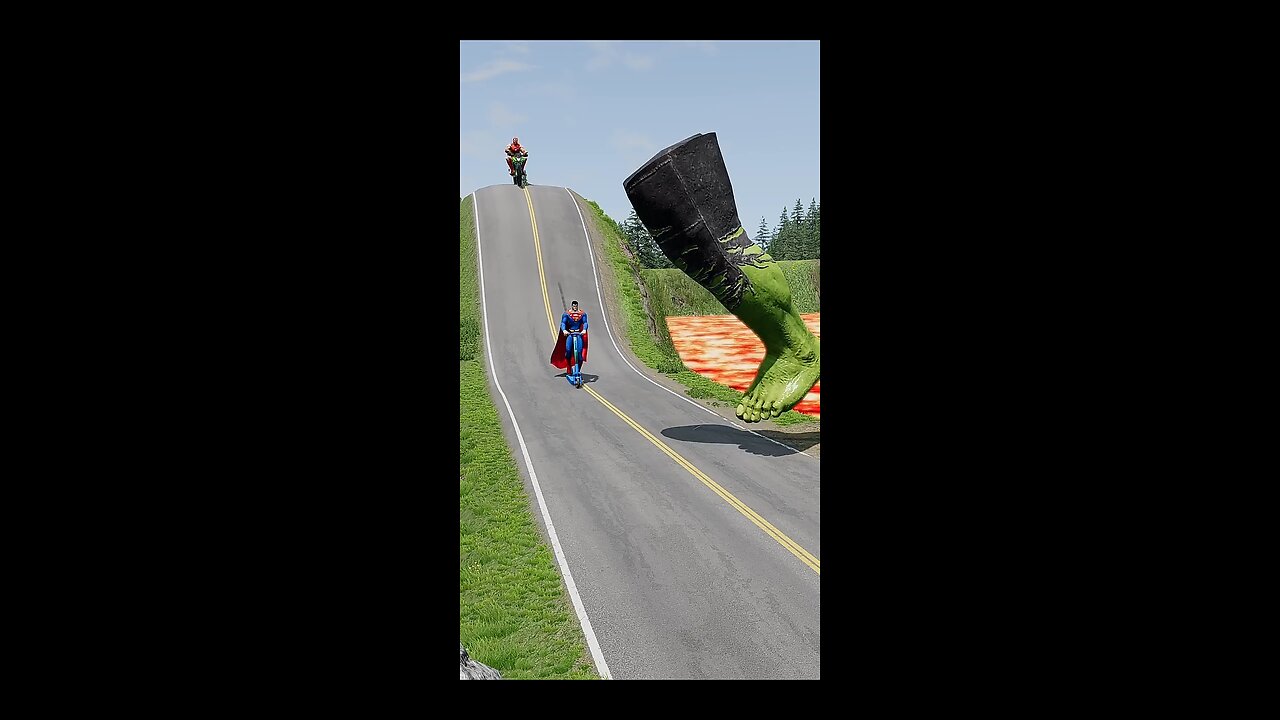 Weird Cars and Motorcycles GO TO Downhill to SPINNING Hulk's Foot Kick Crush in BeamNG.Drive