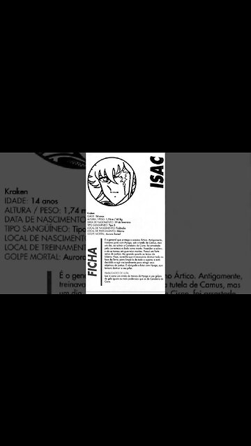 Os Cavaleiros Do Zodíaco - Isac Ficha [Pause o Vídeo Caso Não Consiga Ler]