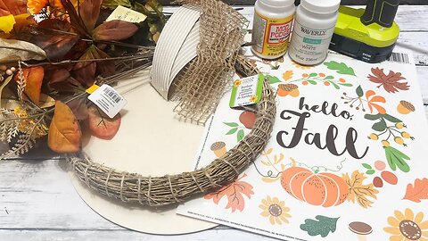 Easy Fall Wreath || Using Window Cling & Dollar Tree Wreath Form [ 1 Easy DIY ]