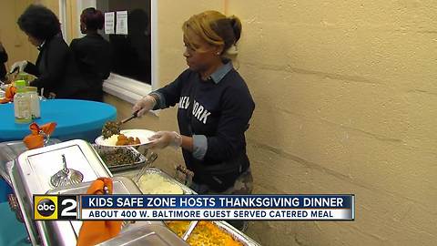 Kids Safe Zone hosts restaurant catered Thanksgiving dinner for 400 kids