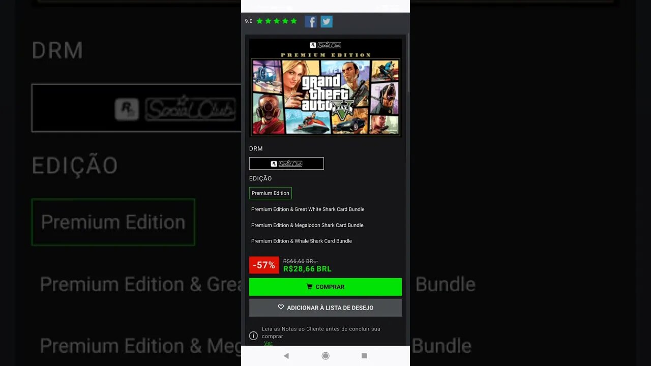 GTA 5 Premium, por R$28,66 na Green Man Gaming