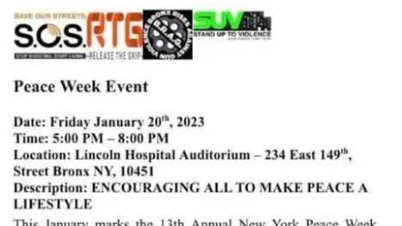 #peaceweek #peaceweeknyc @LincolnHosp 1/20/23 #stoptheviolence #endgunviolence @lifecampinc.7536