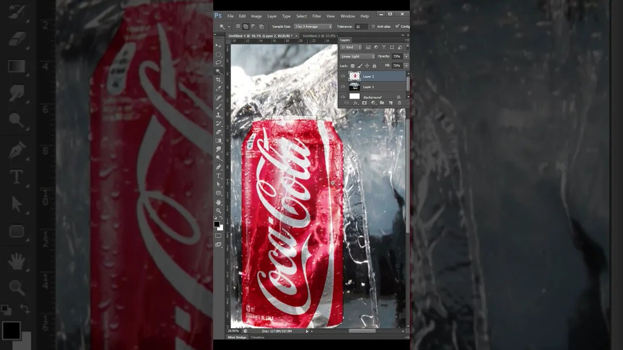 Create Highly Realistic Coca-cola in Frozen Ice Block Effect | Photoshop #shorts Tutorial