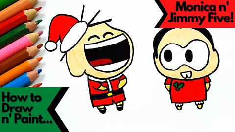 How to draw and paint Monica and Jimmy Five from Monica and Friends TOY Christmas