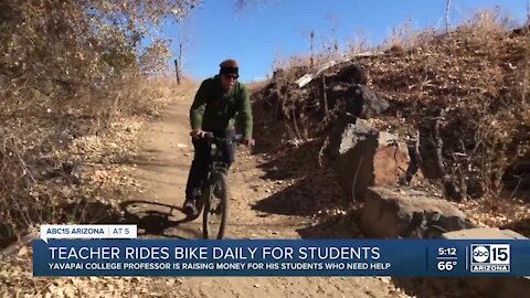 Yavapai College professor riding bike to raise money for students in need