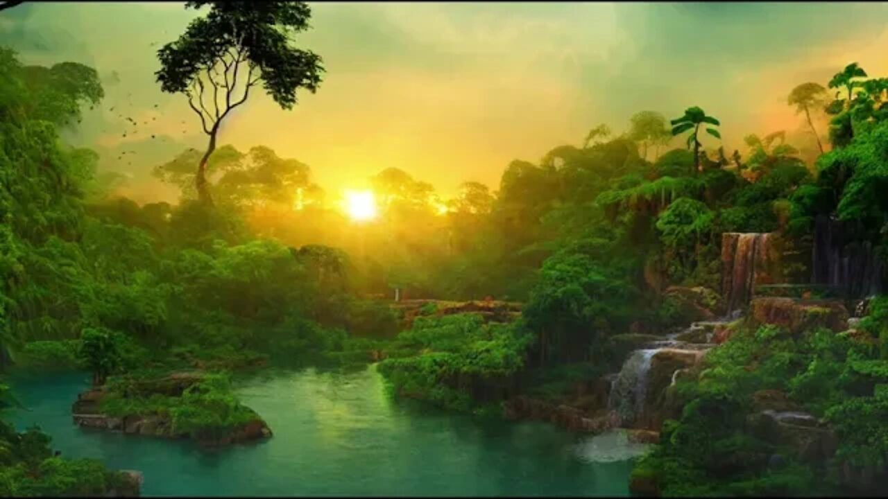 Tropical Forest Ambience with Birds and Waterfalls