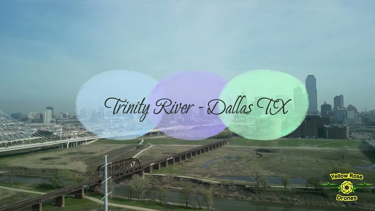 Aerial Drone View of the Trinity River & Margaret Hunt Hill Bridge at Dallas Texas