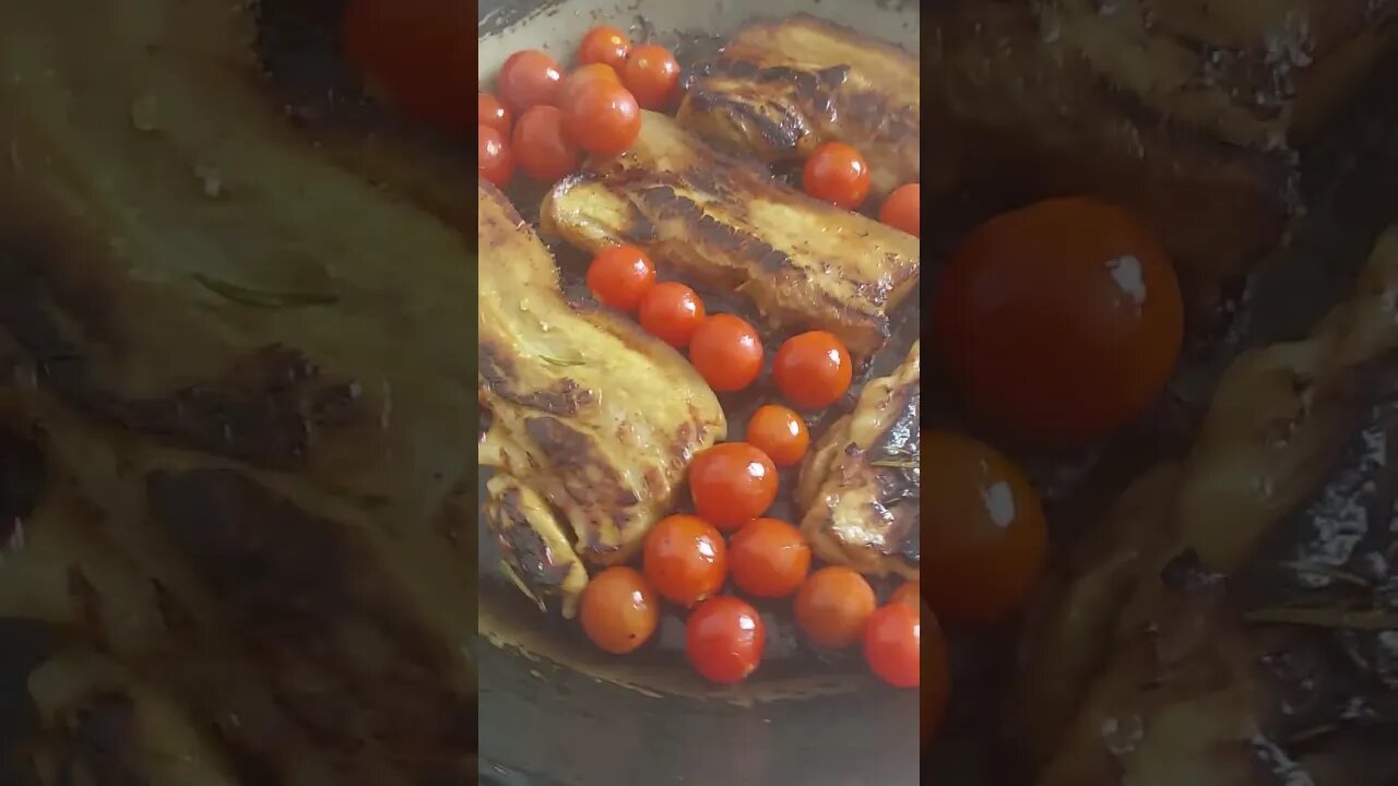 Ginger rosemary Thyme seasoned Pork Belly Slices, cooked with Cherry tomatoes 😎